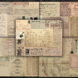 Vintage Ephemera afdrukbare traanbladen voor ongewenste tijdschriften, plakboeken, mixed media papier ambachten, digitale download
