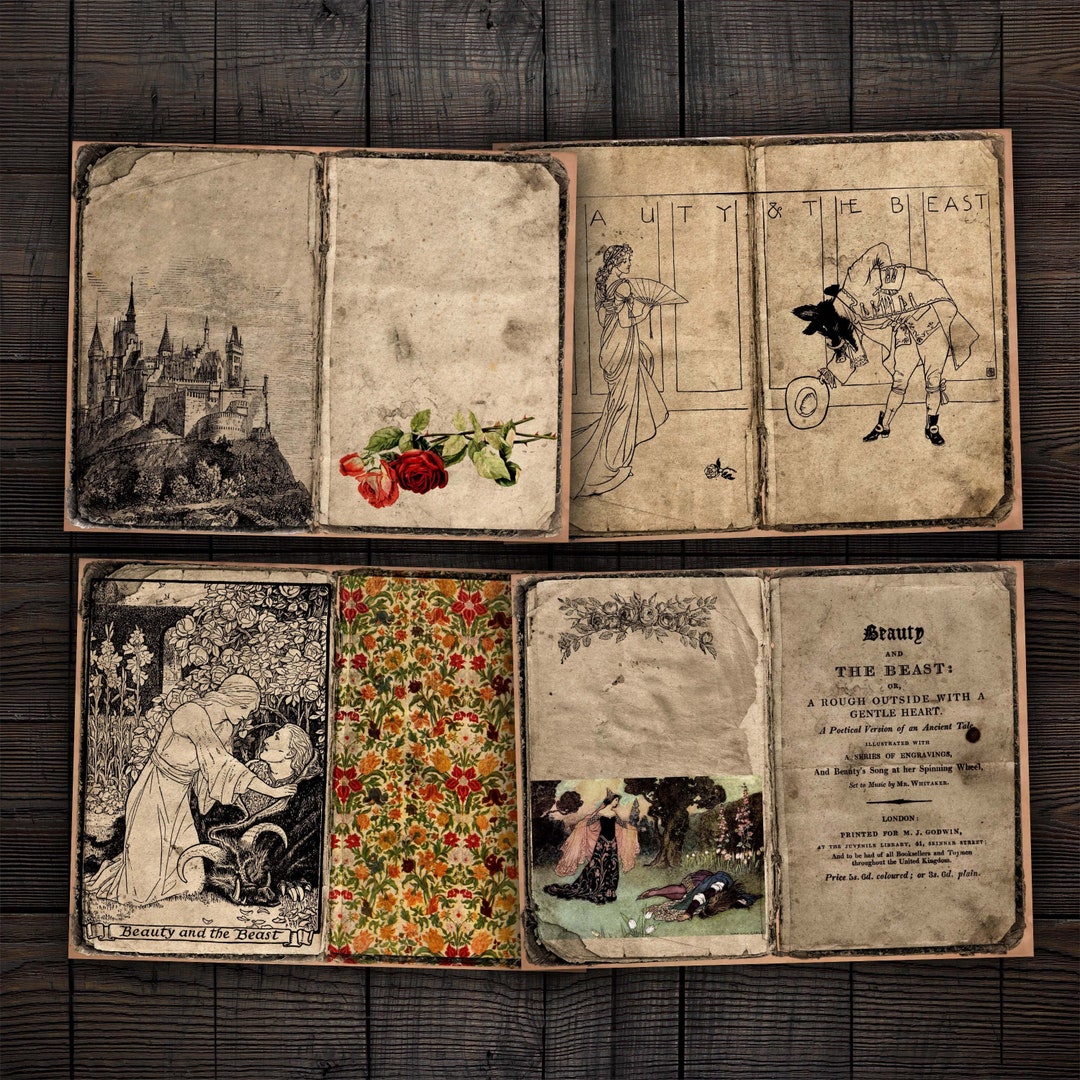 Digital Beauty and the Beast Pages, Printable Fairy Tale Kit for Junk ...