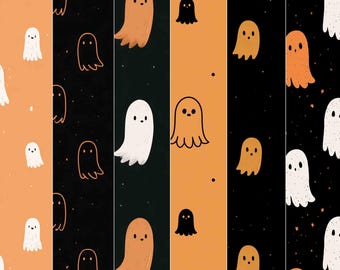 Papeles imprimibles con diseños de fantasmas adorables para Halloween (descarga digital)
