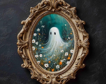Ghost Flower Meadow-print, gotisch halloweendecor (digitale download)