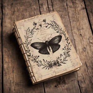 Moths & Butterflies Ephemera: Antique Ledger Pages for Junk Journals (Digital Download)