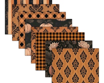 Printbare horizontale Halloween-papiertjes voor junk journals, scrapbooks en mixed media-projecten (digitale download)
