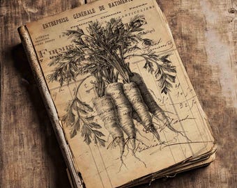 Carrots Antique French Ephemera: Printable Easter Junk Journal Pages (Digital Download)