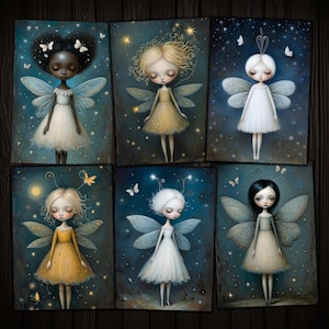 Ailes de papillon de nuit et de luciole imprimables Format carte postale pour objets publicitaires, Carnet d'art et Collage techniques mixtes