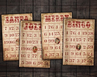 Printable Christmas Bingo Cards: Santa Ephemera (Digital Download)