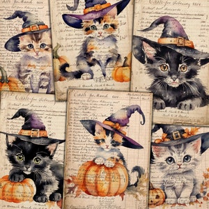 Halloween Cats Ledger Ephemera: Junk Journal Printable (Digital Download)