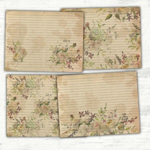 Vintage Watercolor Floral Printable Lined Notebook Pages for Junk ...