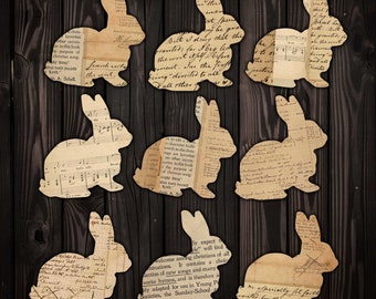 Printable Easter Bunny Ephemera: Rustic Farmhouse Tags (Digital Download)