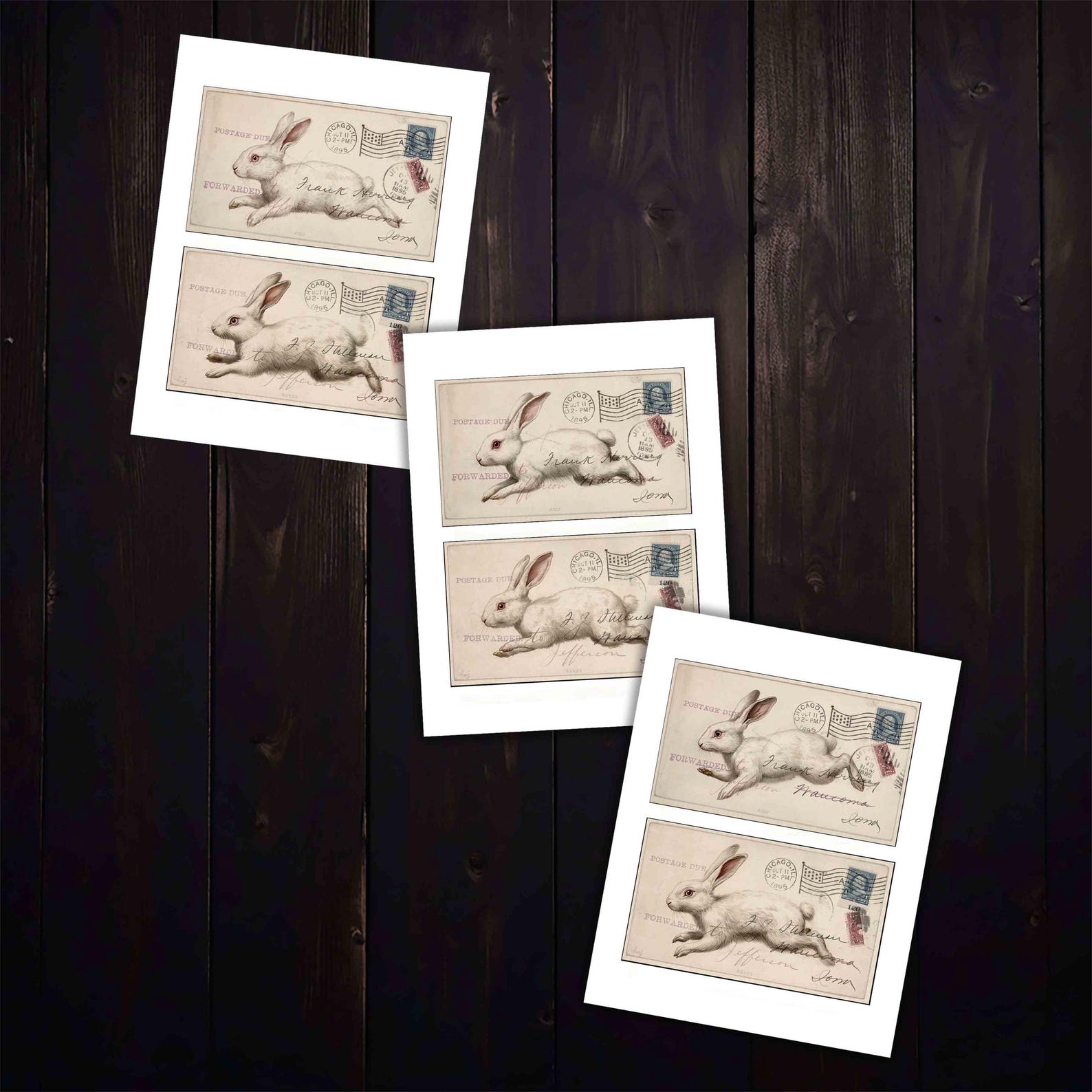 Joj Rabbit Stamps Vintage Rabbit Postcards Ephemera: Junk Journal Paper Crafts (digital ...