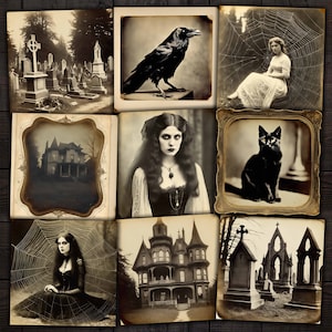 Gothic Antike Fotos druckbare Ephemera für Halloween Junk Journal, Mixed-Media Collage, Papierhandwerk