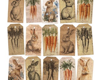 Vintage Easter Hangtags Printable Ephemera for Junk journals and Paper crafts, Digital download