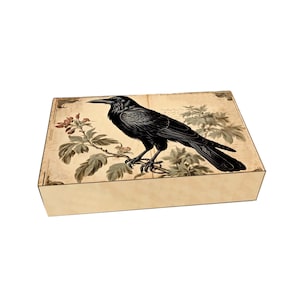 Proyecto de caja de cuervo antigua para manualidades de papel de Halloween, descarga de kit digital jpg