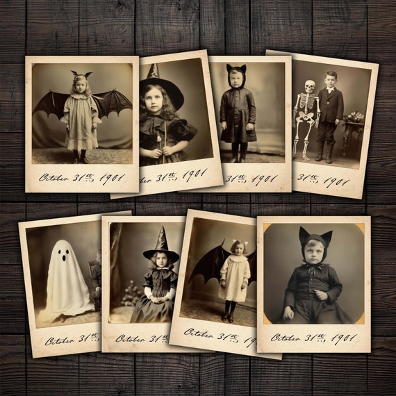 Halloween Vintage Photographs, Printable Ephemera for Junk journals, mixed media collage, art journaling, crafts
