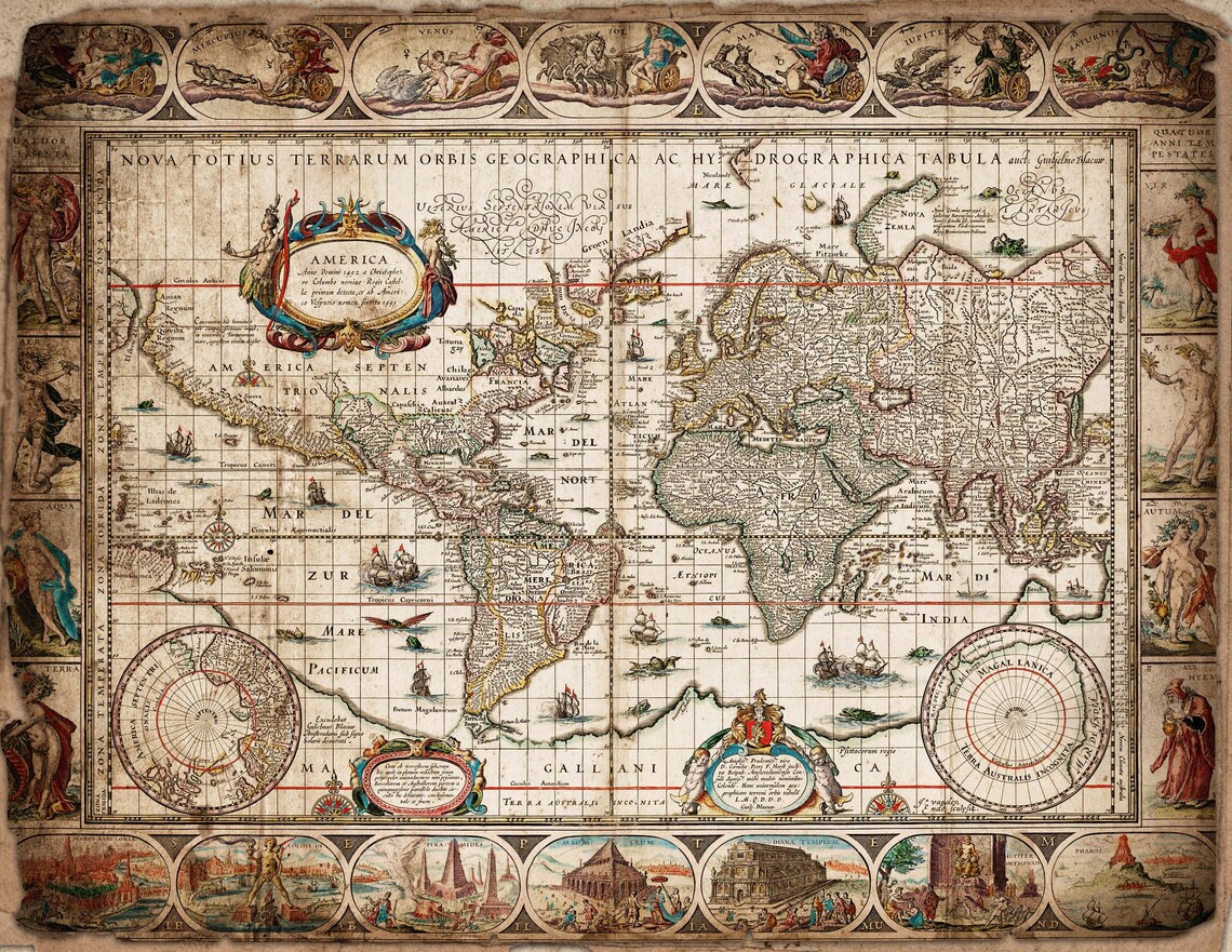 Printable Antique Map Papers for Junk Journals Scrapbooks - Etsy