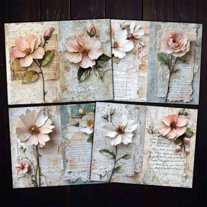 Shabby Chic Flowers Printable: Junk Journal Pages (Digital Download)