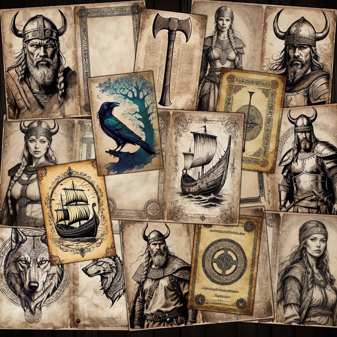 Vikings Digital Junk Journal Kit, Fantasy Viking Printable Bundle ...