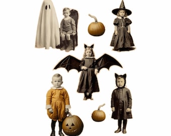 Halloween Kids Paper Doll Die Cuts: Vintage Ephemera (Digital Download)