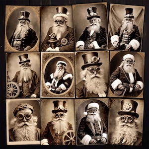 Steampunk Weihnachtsmann druckbare antike Stil Fotos für Weihnachten Junk Journals, Mixed Media Collage, Papierhandwerk, digitaler Download