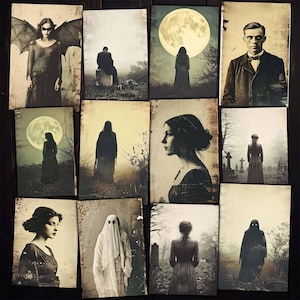 Spooky Vintage Photographs: Grunge Collage Sheet (Digital Download)