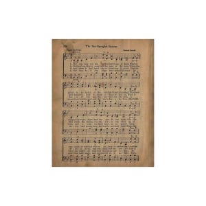 Star Spangled Banner, Antik Noter Konsttryck, 4 juli, Digital nedladdning bild 3