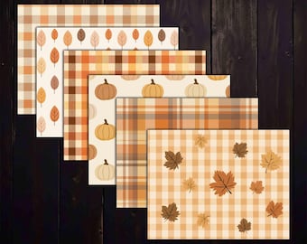 Printbare horizontale herfstpapiertjes voor herfstjunkjournals, scrapbooks en mixed media-projecten (digitale download)