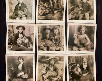 Vintage foto's van Thanksgiving-kalkoenen, printbare efemera voor junk journals, mixed media-knutselprojecten, digitale download