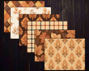 Printbare horizontale herfstpapiertjes voor herfstjunkjournals, scrapbooks en mixed media-projecten (digitale download)