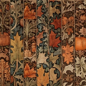 Grunge Autumn Printable Vintage Background Papers for Junk Journals, Scrapbooks, Mixed media collage, Paper Crafts, William Morris Digital