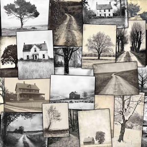 Fotos rústicas para impressão, árvores, estradas, fazendas, imagens da natureza para diários de lixo, diários de arte, folhas de colagem de mídia mista