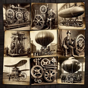Steampunk Maschinen und Erfindungen Druckbare Vintage Fotos für Junk Journal, Mixed Media Collage, Papierhandwerk
