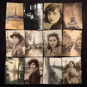 Antique Paris Ladies Printable ATC Sepia France Photographs