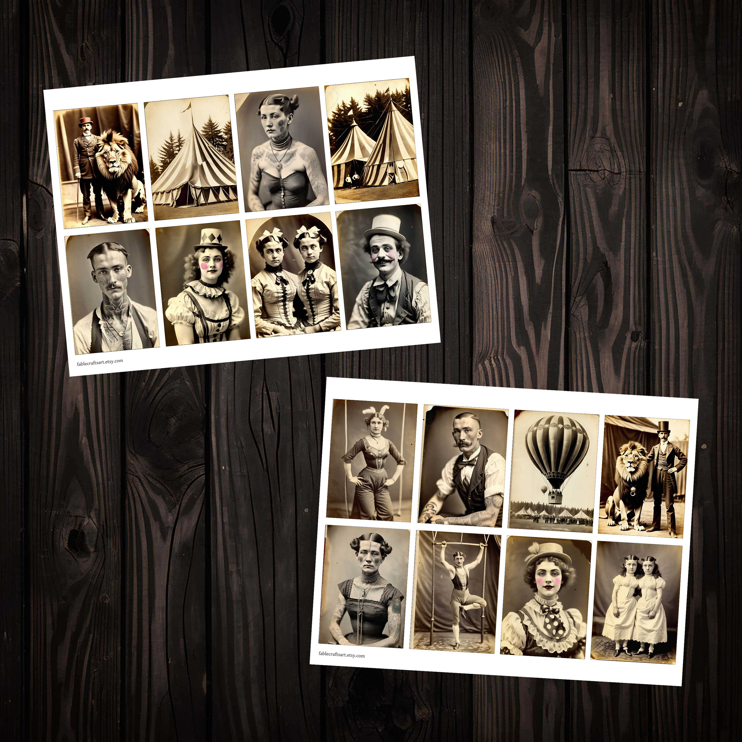 Printable Circus Sideshow Vintage Photo ATC Cards for Junk
