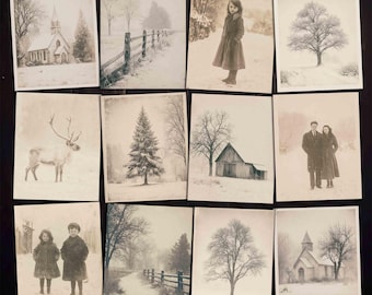 Rustic Winter Photographs for Christmas Collage Crafts, Junk Journals (Digital Download)