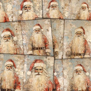 Weihnachten Weihnachtsmann Digital Junk Journal Doppelseiten, Abstrakte Rustikale Weihnachtsmann druckbare Papiere für Journals, Mixed Media Handwerk