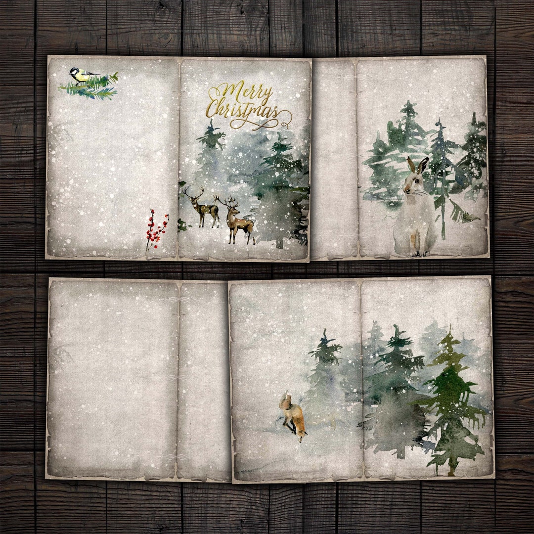 Winter Forest Junk Journal Printable Pages, Digital Christmas Paper for ...
