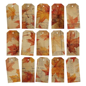 Fall Leaves Printable Ephemera Tags: Autumn Junk Journal Supplies (Digital Download)