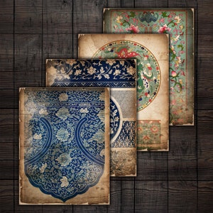 Grunge Chinese Pattern Papers, Printable Backgrounds for Asia Junk Journals, Mixed Media Collage, Scrapbooks, Paper Crafts, Digital download