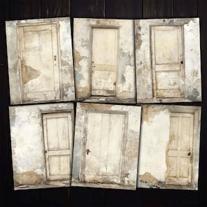 Hojas de collage e imprimibles con puertas abstractas rústicas para diarios basura, manualidades con papel en técnica mixta, bricolaje, descarga de kit digital JPG