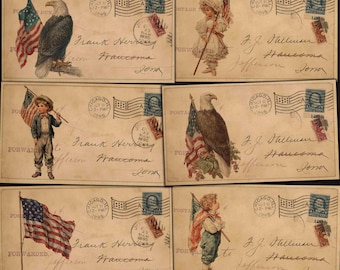 July 4th Postcards, Printable Ephemera for Vintage Crafts, Junk journals (Digital Download)