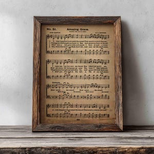 Amazing Grace Hymn Sheet Music, Vintage Christian Art Print (Digital Download