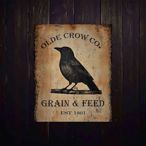 Printable Olde Crow Sign: Rustic Halloween Decor (Digital Download 8x10 JPEG Files)