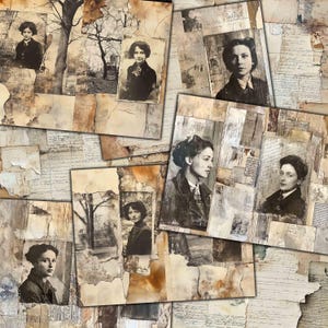 Printable Grunge Vintage Photo Collage: Junk Journal Fodder (Digital Download)