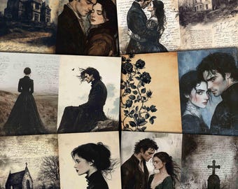 Wuthering Heights Junk Journal Pages: Heathcliff & Cathy (Digital Download)