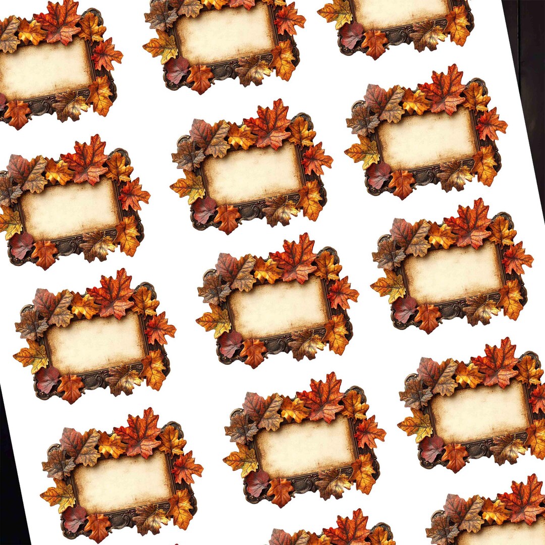 Fall Book Label Printable Fall Leaf Labels: Autumn Scrapbook Embellishments (digital ...