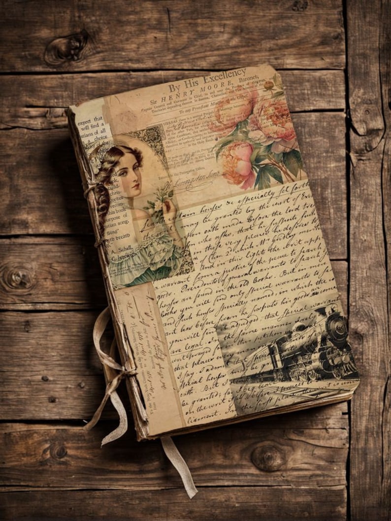 Vintage Ephemera Digital Paper: Junk Journal Art (JPEG Download, 8 ...