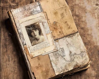 Vintage Portrait Collage Digital Paper: Aged Ephemera Backgrounds (Digital Download)