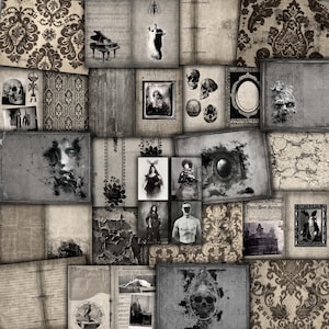 Haunted House Gothic Junk Journal Kit: Printable Scrapbook Paper (Digital Download)