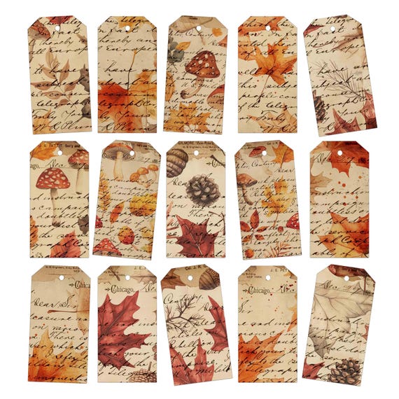 Printable Fall Ephemera Tags: Autumn Junk Journal Embellishments (Digital Download)