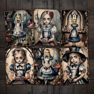 Gothic Alice in Wonderland Printable Papers: Junk Journal Kit (Digital Download