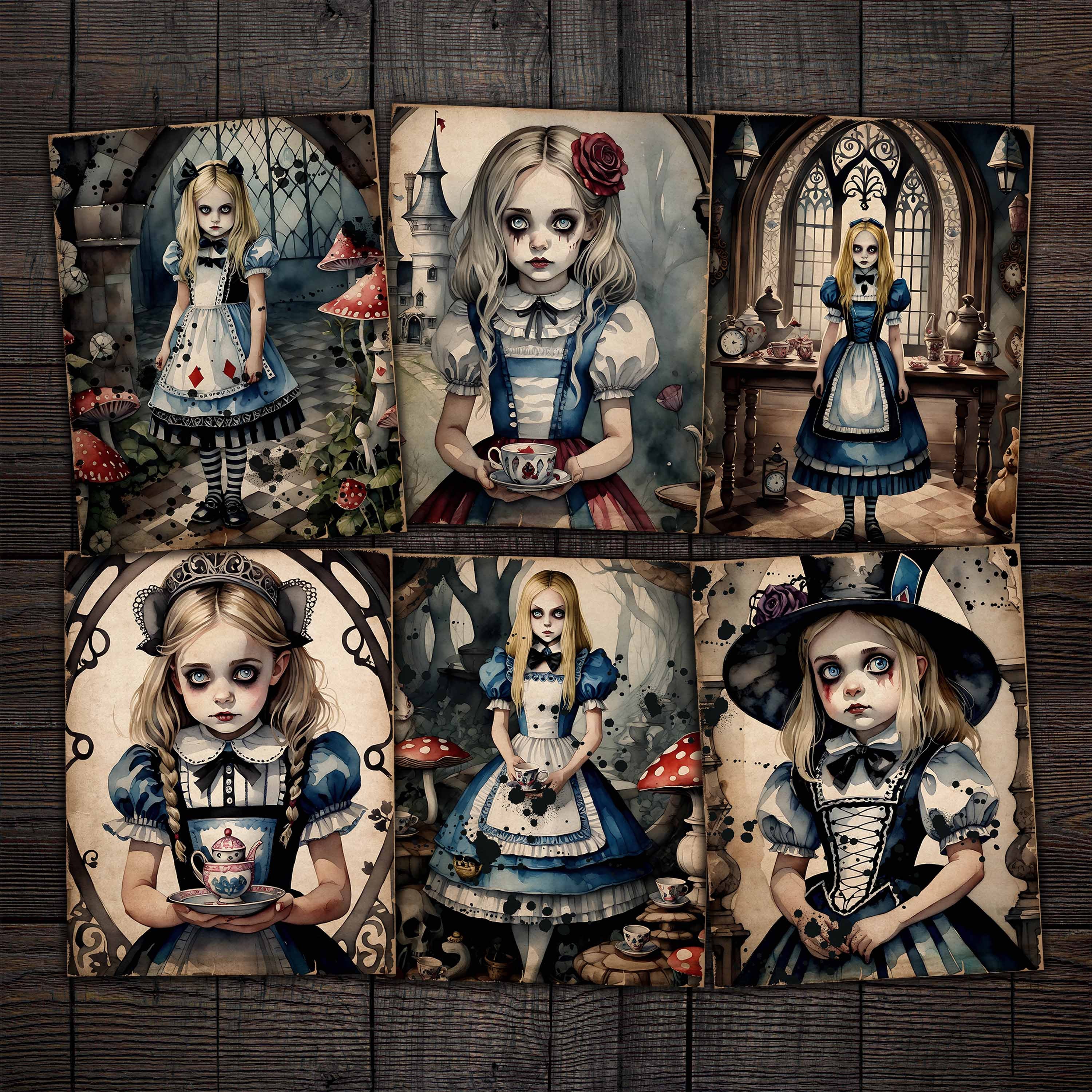 Gothic Alice in Wonderland Printable Papers, Digital Kit for Junk Journals, Mixed Media Collage, Art Journaling, Scrapbook, Paper Crafts - Etsy Gothic Alice in Wonderland Printable Papers, Digital Kit for Junk Journals, Mixed Media Collage, Art Journaling, Scrapbook, Paper Crafts - Etsy